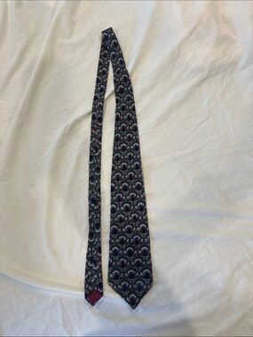 Men's “Guy La Roche” Patterned Tie in Navy and Maroon, Made in Canada